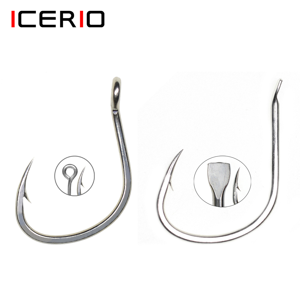 Fishing Hook Offset - ICERIO 10 pièces revêtement en étain